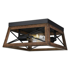 DEWENWILS farmhouse flush mount with wood grain finish adds rustic kitchen charm.
