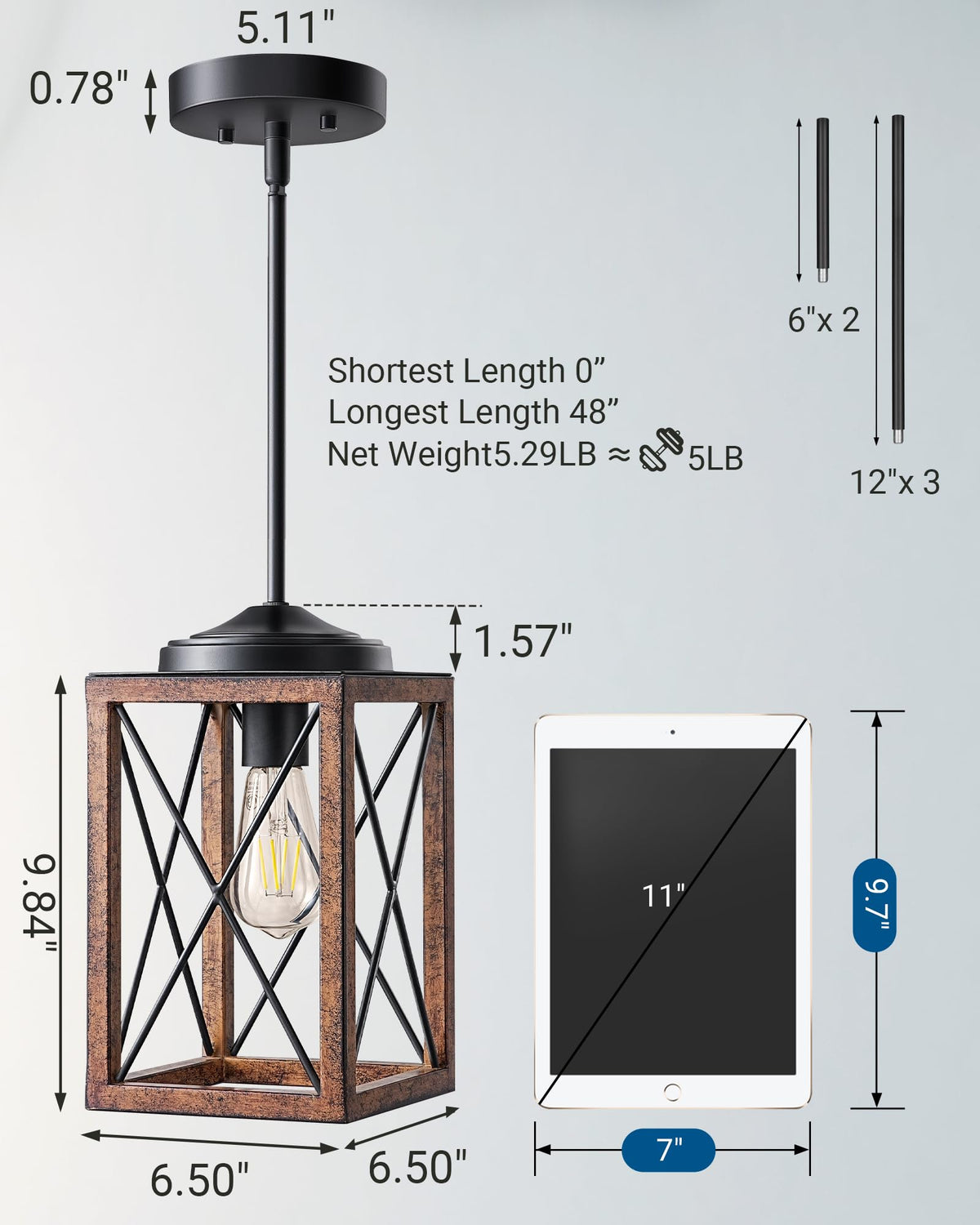 Dewenwils pendant light with adjustable pipes offers flexible ceiling height