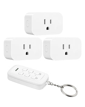 DEWENWILS indoor remote outlet front view with three independent outlets for easy daily control.