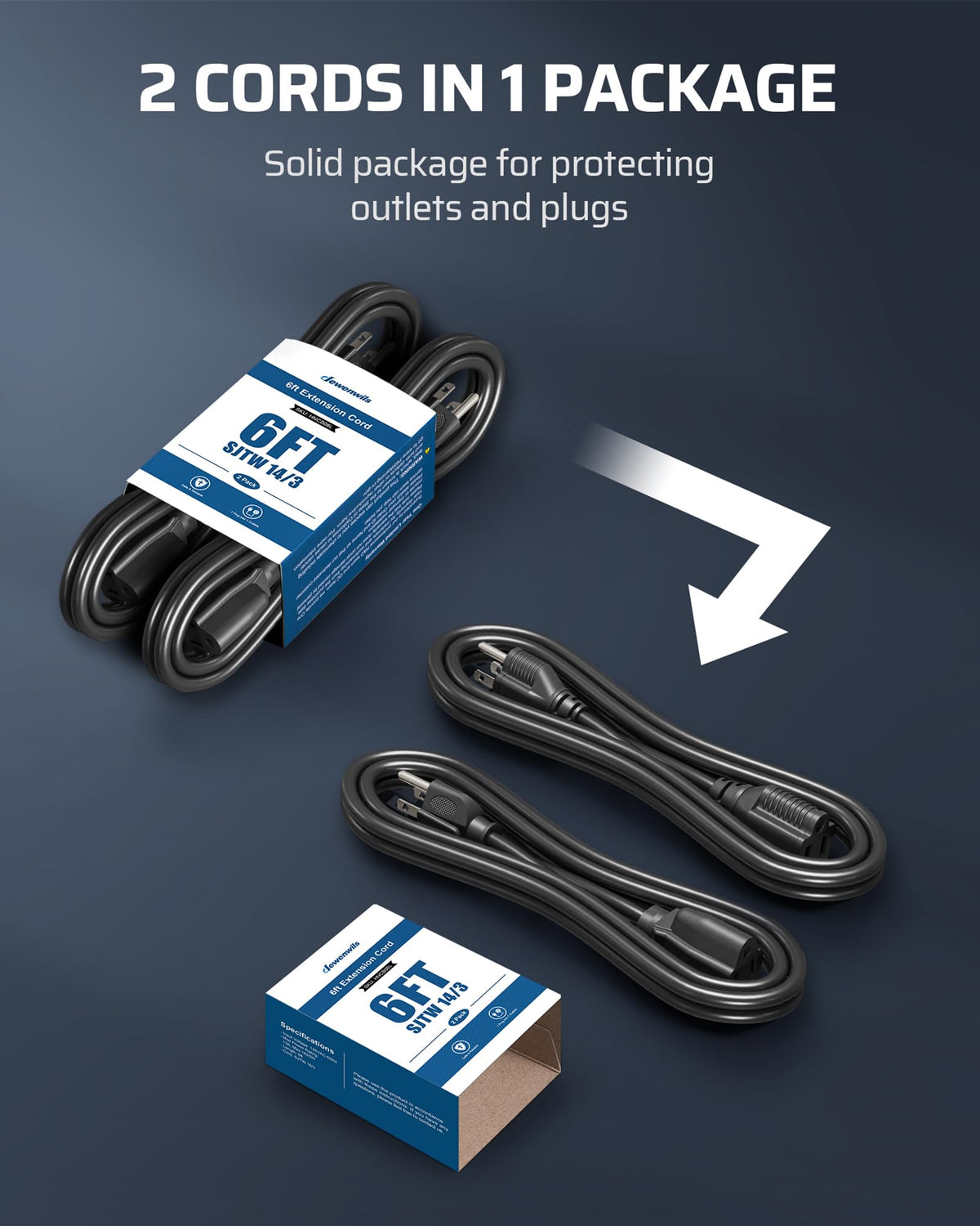 DEWENWILS indoor-use extension cord with ample reach behind furniture