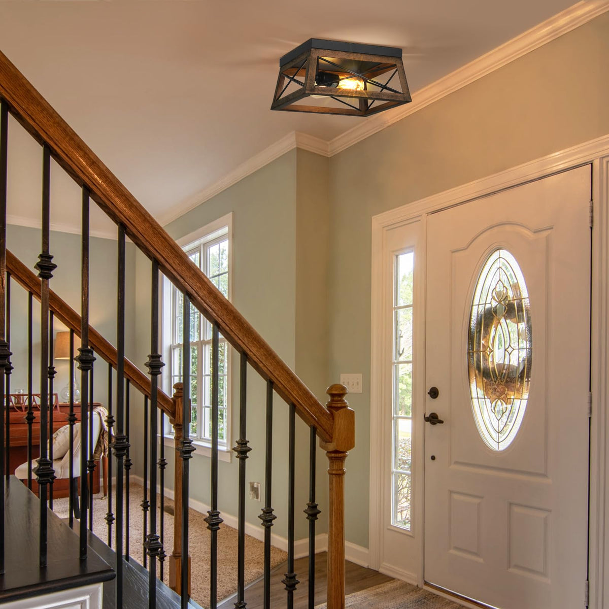 Kitchen or hallway ambiance elevated by DEWENWILS farmhouse flush mount lighting.