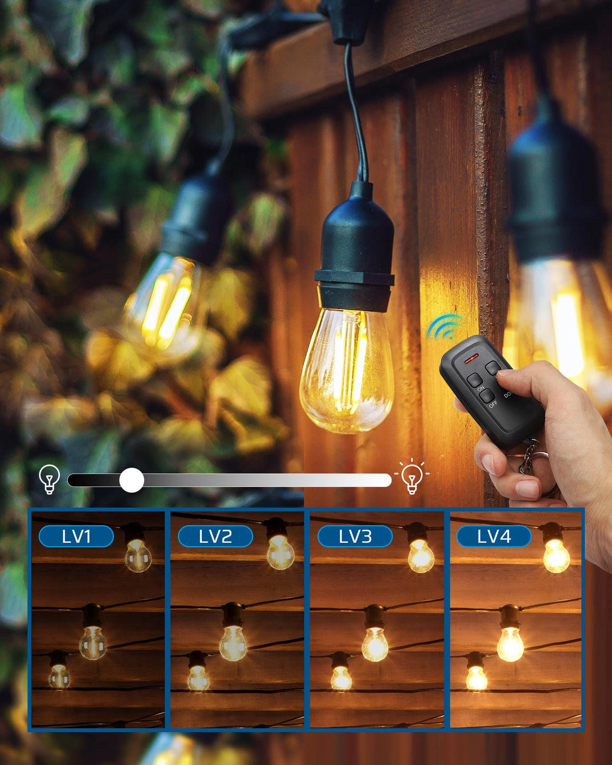 Dewenwils dimmer compatible with LED and tungsten bulbs for versatile outdoor lighting.