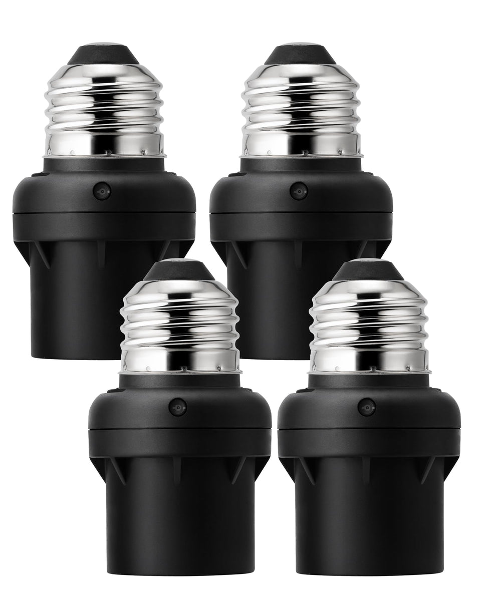 DEWENWILS light sensor socket powers porch lighting from dusk to dawn with hands-free control.