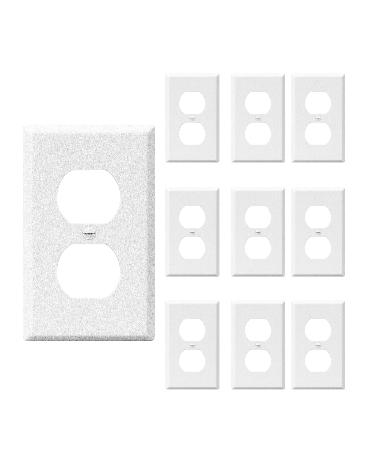 DEWENWILS metal duplex wall plate front view highlighting a durable finish for high traffic areas