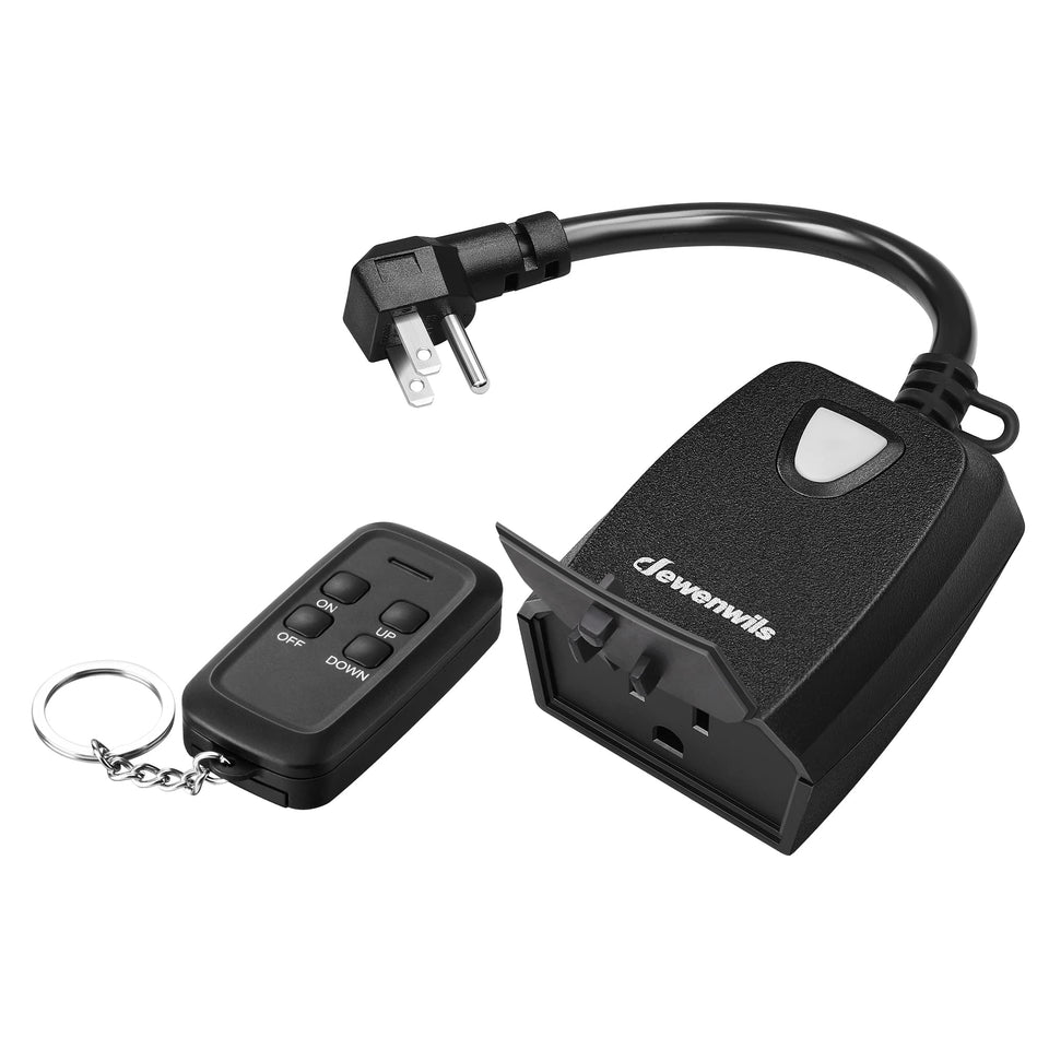 DEWENWILS outdoor dimmer remote in use to adjust patio lighting