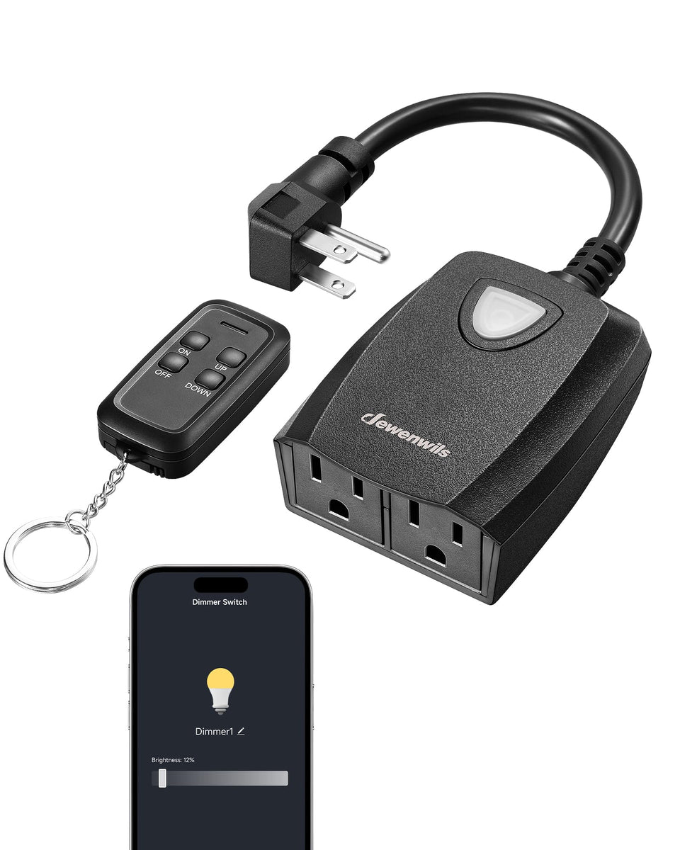 DEWENWILS outdoor dimmer with remote control for adjustable lighting outdoors.