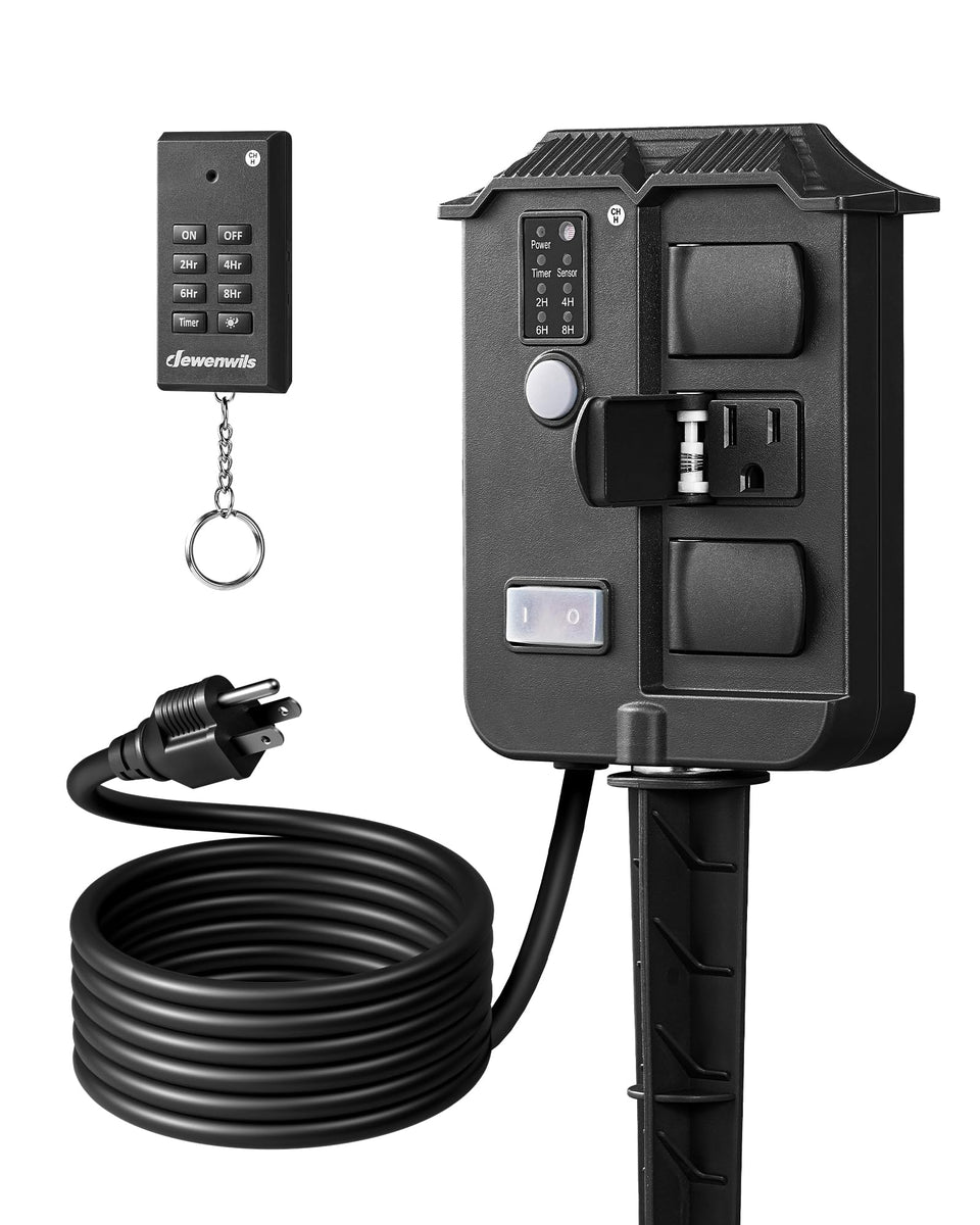 DEWENWILS outdoor power stake timer with six outlets for exterior lighting control