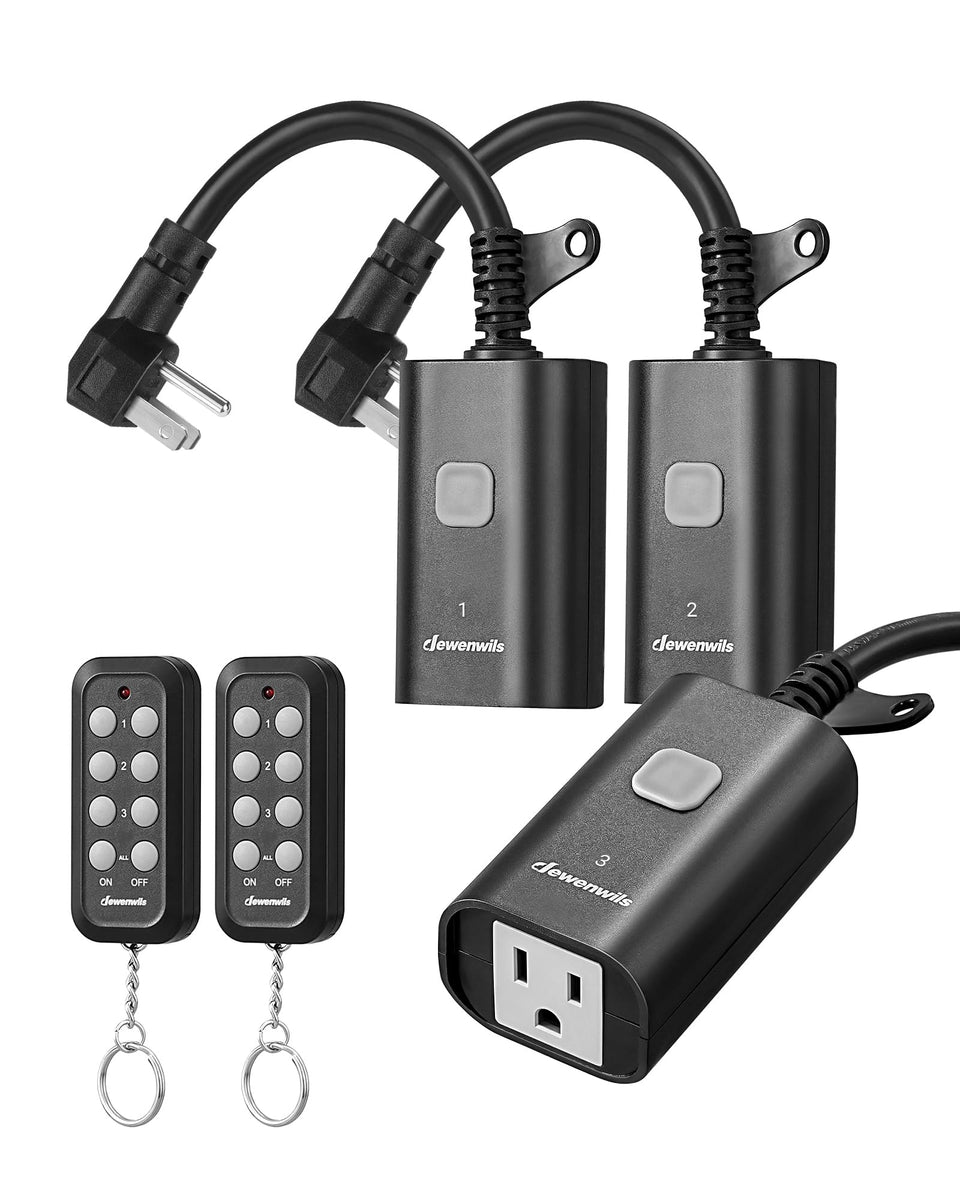 DEWENWILS outdoor remote control outlet front view enables easy outdoor device control