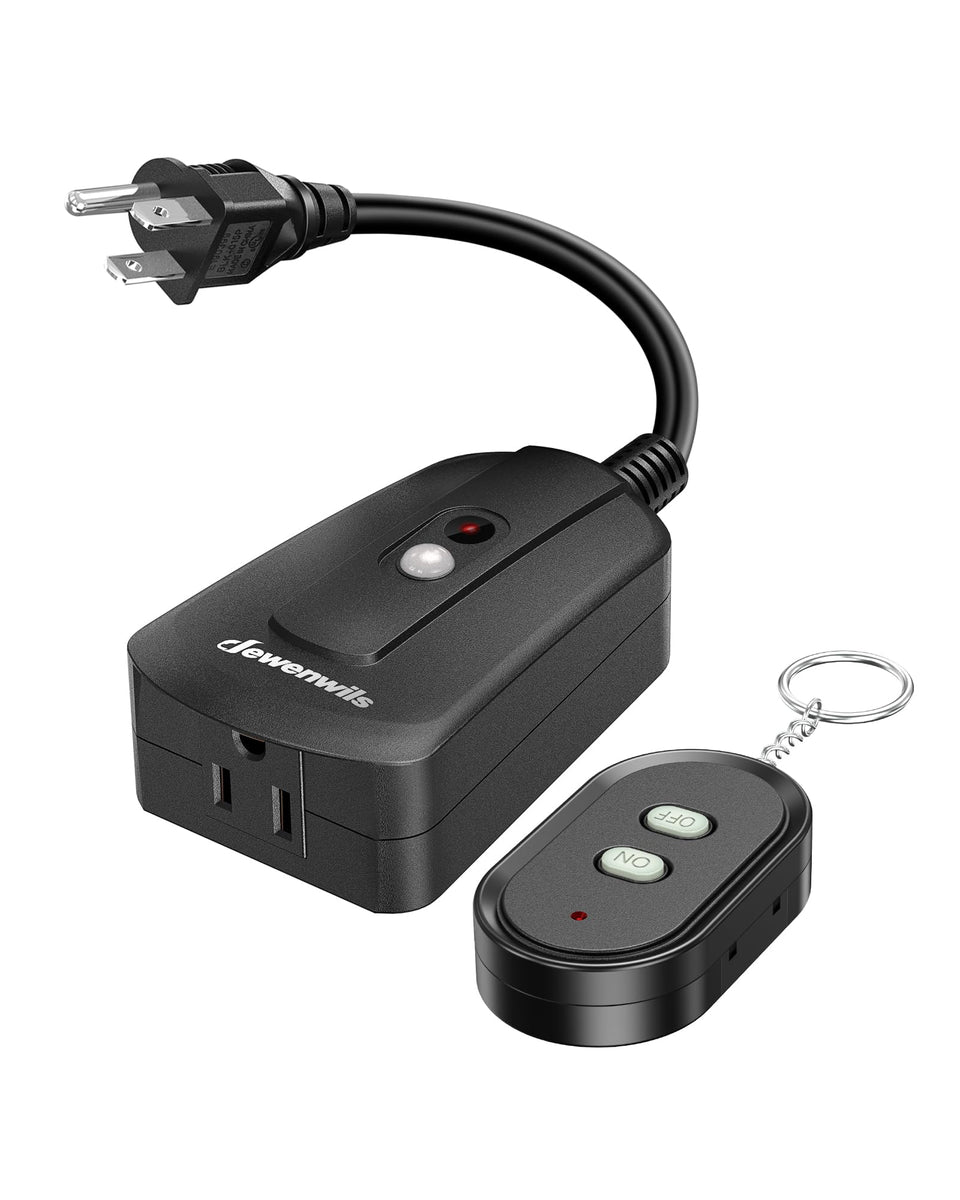 DEWENWILS outdoor remote outlet enabling indoor control of porch lights