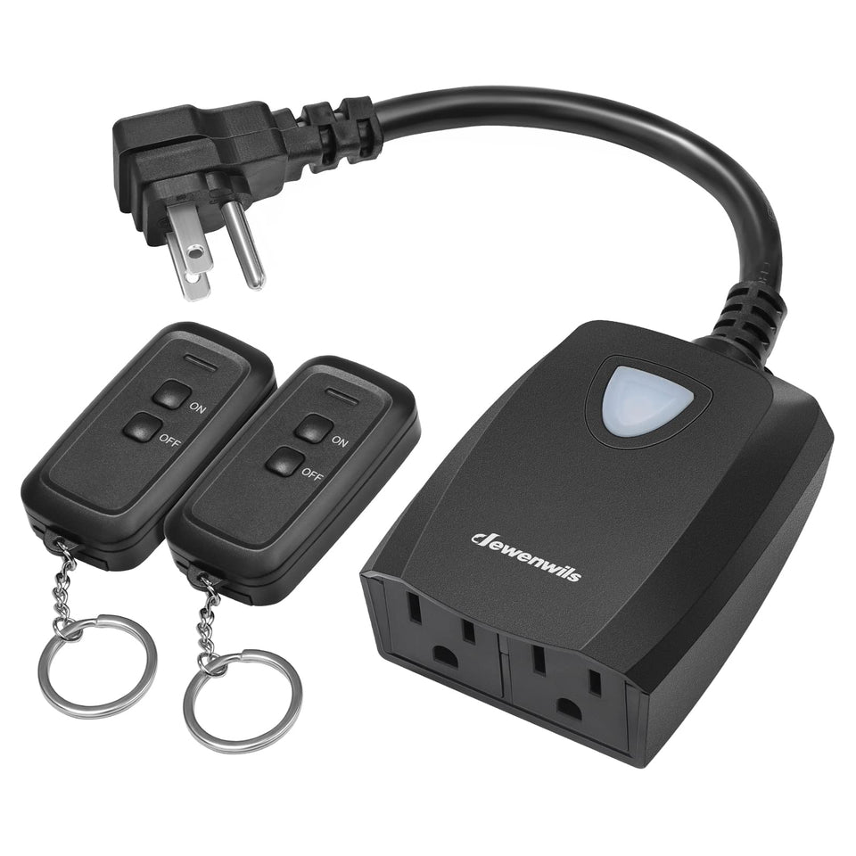 DEWENWILS outdoor remote outlet powers lights from indoors
