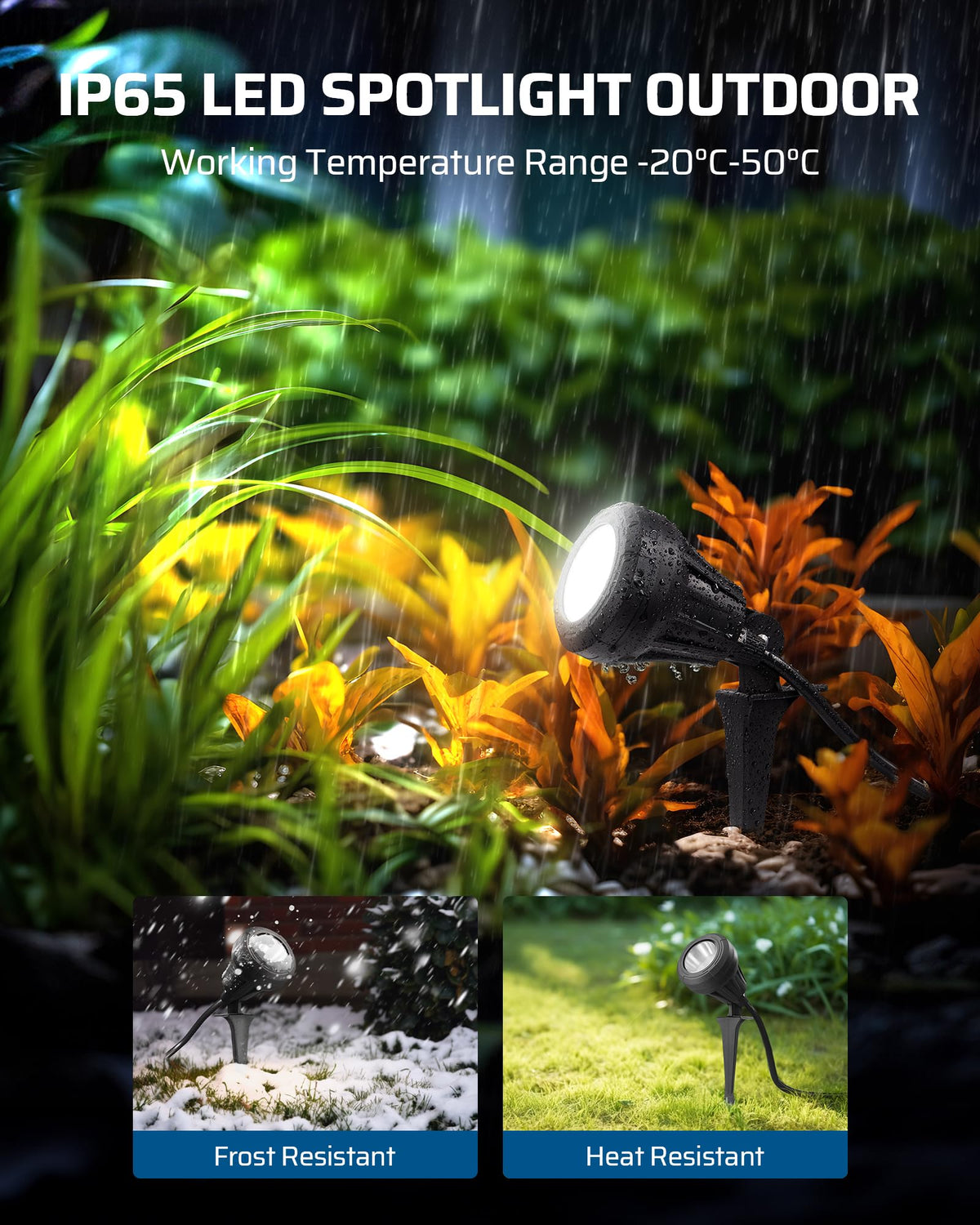DEWENWILS IP65-rated weatherproof spotlight withstands rain and dust