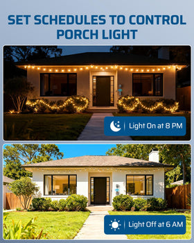 DEWENWILS outdoor string lights setup ideal for patios and landscapes.