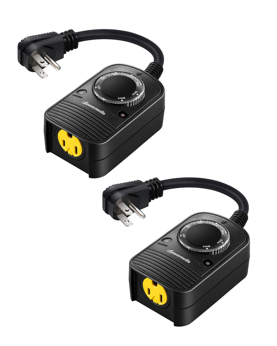 DEWENWILS outdoor timer powers landscape lights with reliable on/off control.