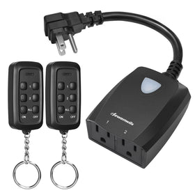DEWENWILS outdoor wireless remote outlet with 2-in-1 sockets for easy light control.