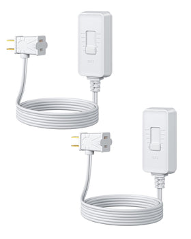 DEWENWILS plug-in dimmer on a bedside lamp offering gradual brightness control.