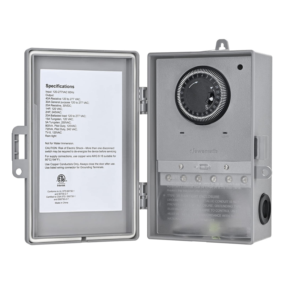 DEWENWILS pool pump timer dial shown for precise daily on/off scheduling.