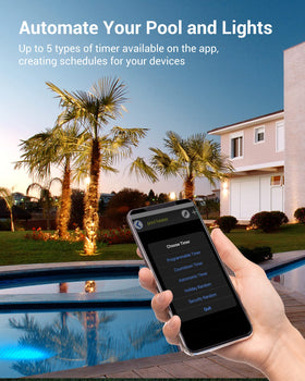 DEWENWILS pool pump timer labeled ports simplify wiring.