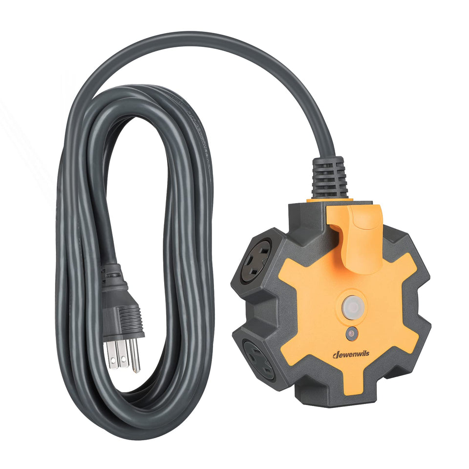 DEWENWILS power strip with 5 outlets and hub design for workshop efficiency.