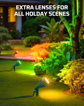 DEWENWILS red lens creates festive outdoor accents.