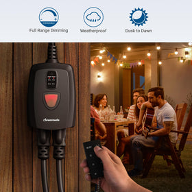 Dewenwils remote-control dimmer shown with 100ft range for easy adjustments