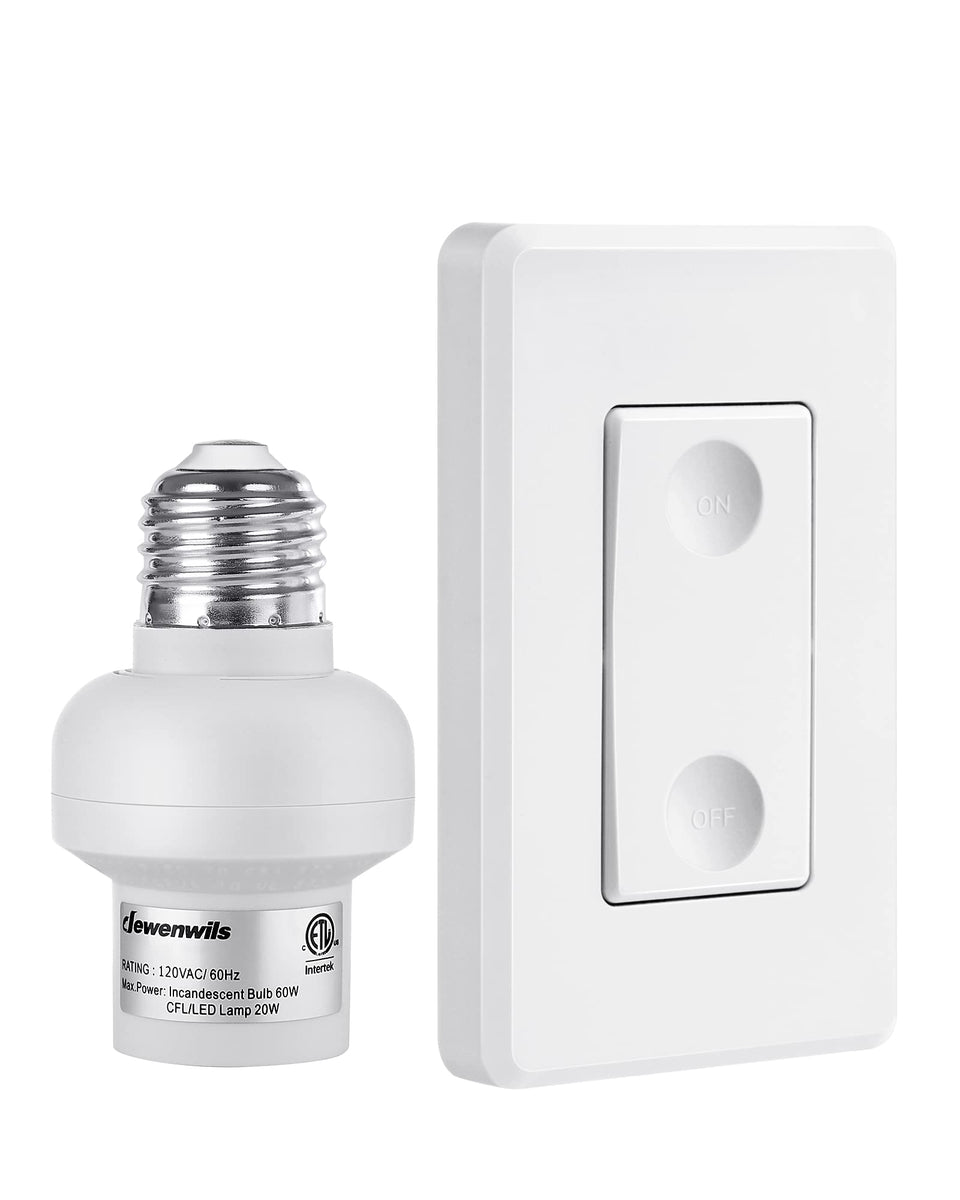 DEWENWILS remote-control-light-socket-e26-base enables effortless on/off from across the room.