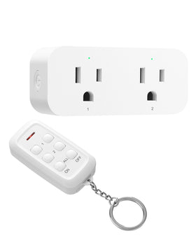 Dewenwils remote outlet with two independent sockets for separate control from one transmitter