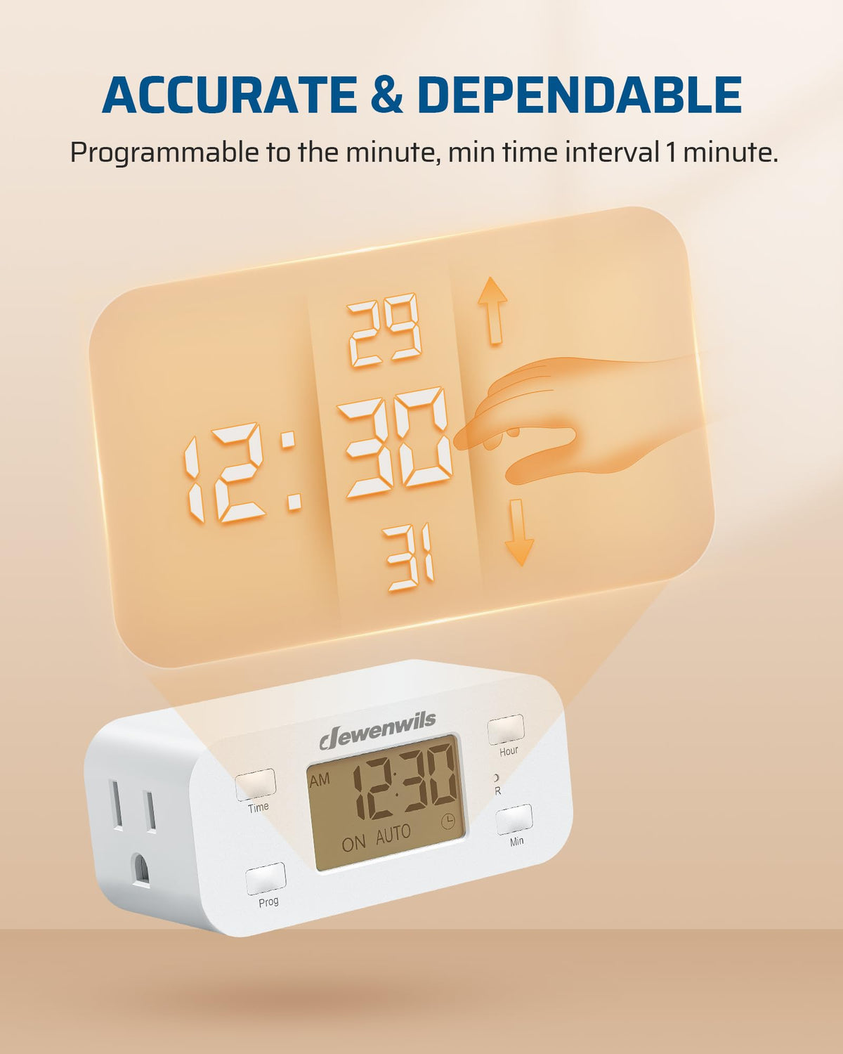 DEWENWILS 125V 15A timer with three-prong safety for indoor use
