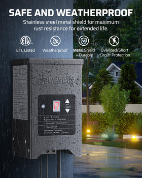 DEWENWILS short-circuit protection keeps landscape lighting safe and reliable.