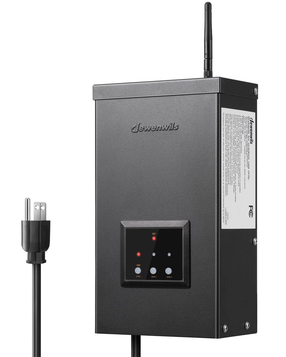 DEWENWILS smart low-voltage transformer enables three independent outputs for landscape lighting.