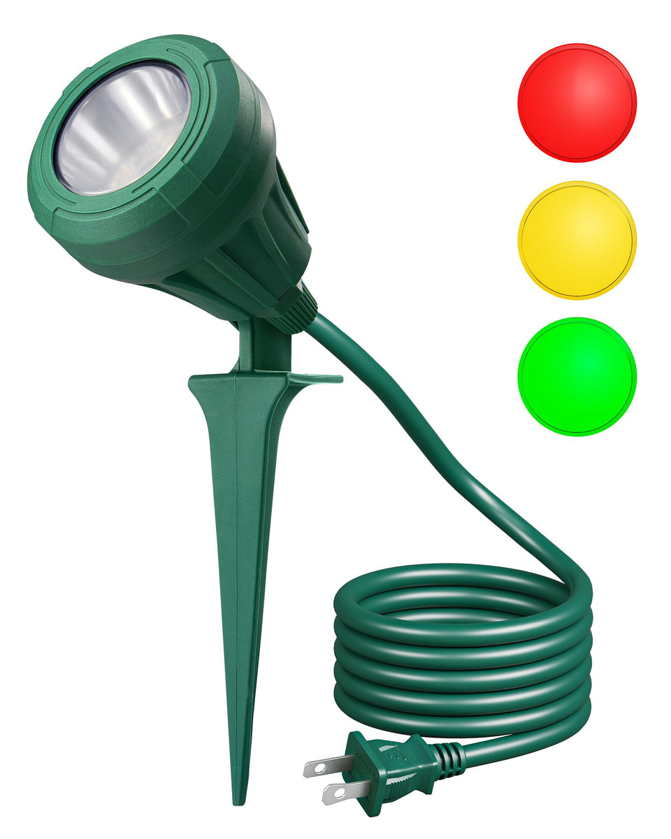DEWENWILS 120V outdoor spotlight delivers a precise 400 lm beam for landscape lighting.