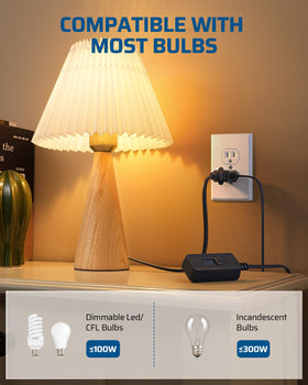 Smooth stepless dimming slider provides precise brightness control.