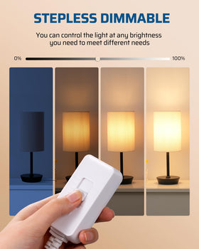 Stepless dimming slider allows precise brightness adjustment on a living room lamp.