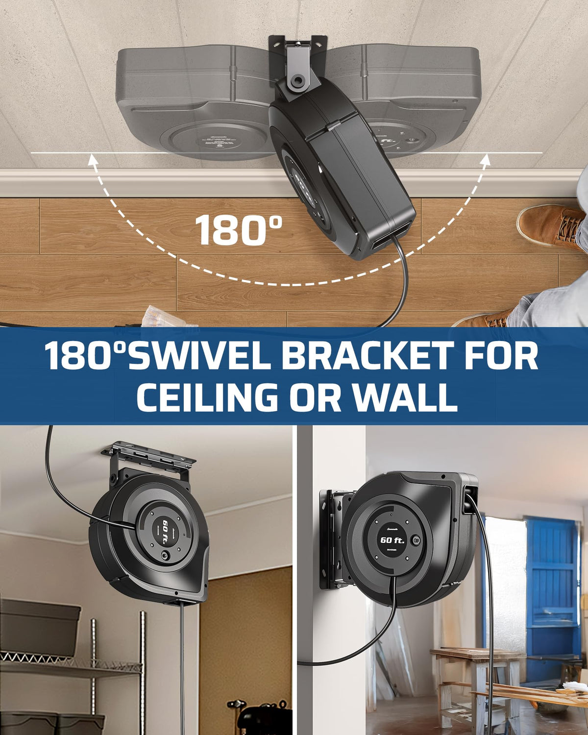 DEWENWILS 180-degree swivel wall/ceiling mount for flexible placement