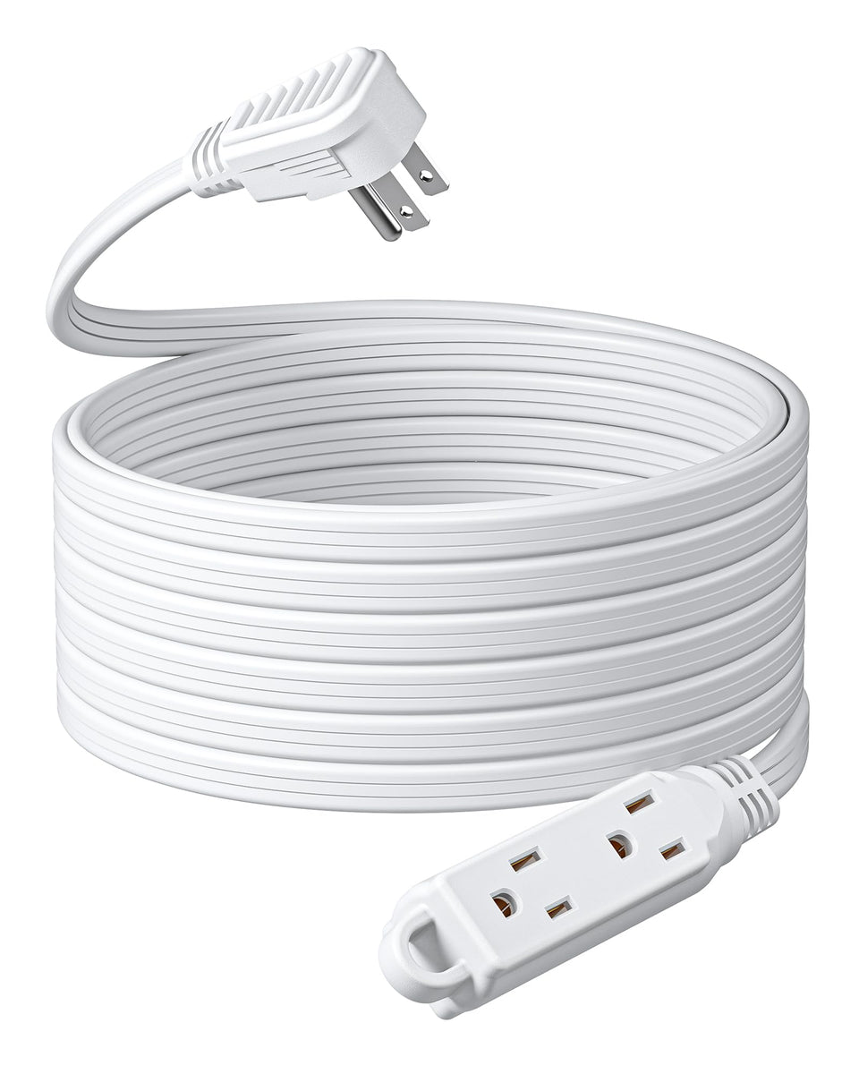DEWENWILS three-outlet extension cord with flat plug for tight spaces and added outlets