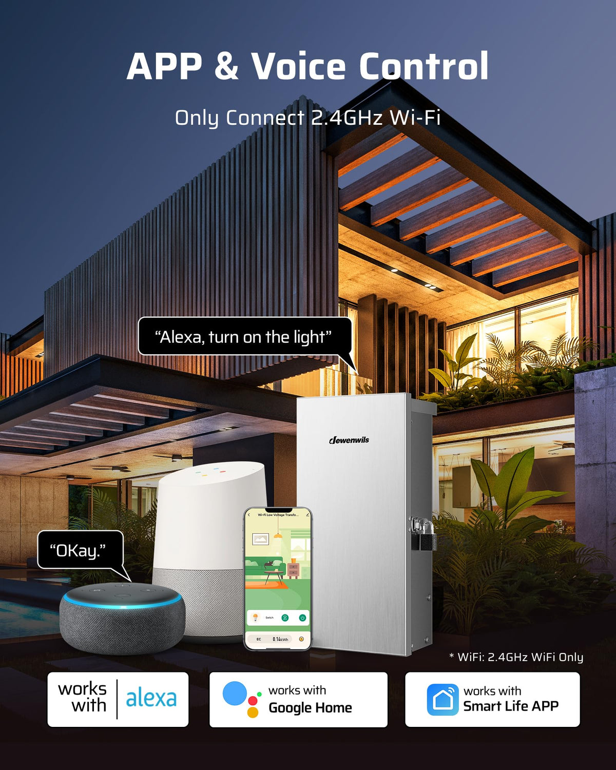 DEWENWILS transformer with scheduling for smart evenings
