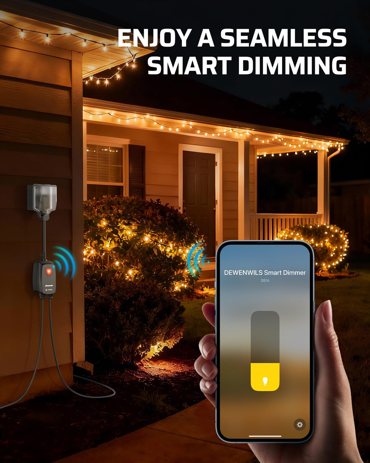 DEWENWILS two-outlets dimmable: power two lights with shared dimming.