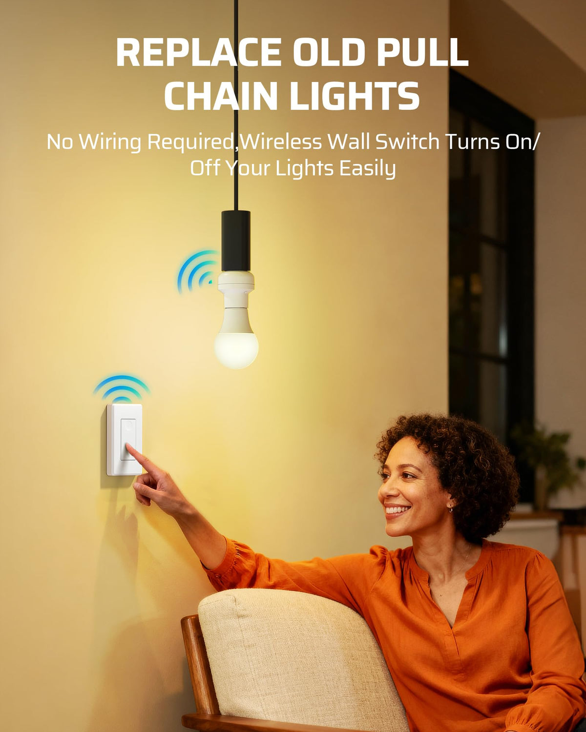 DEWENWILS wall-mounted-controller-closeup offers immediate light control with no wiring.