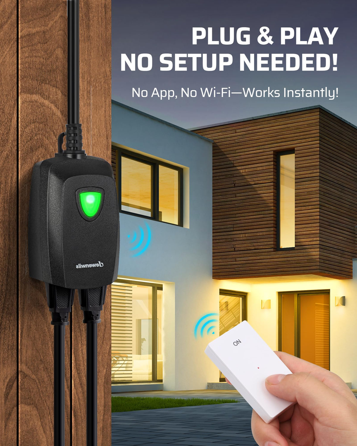 DEWENWILS wall-mounted switch enables quick, secure placement on metal surfaces.