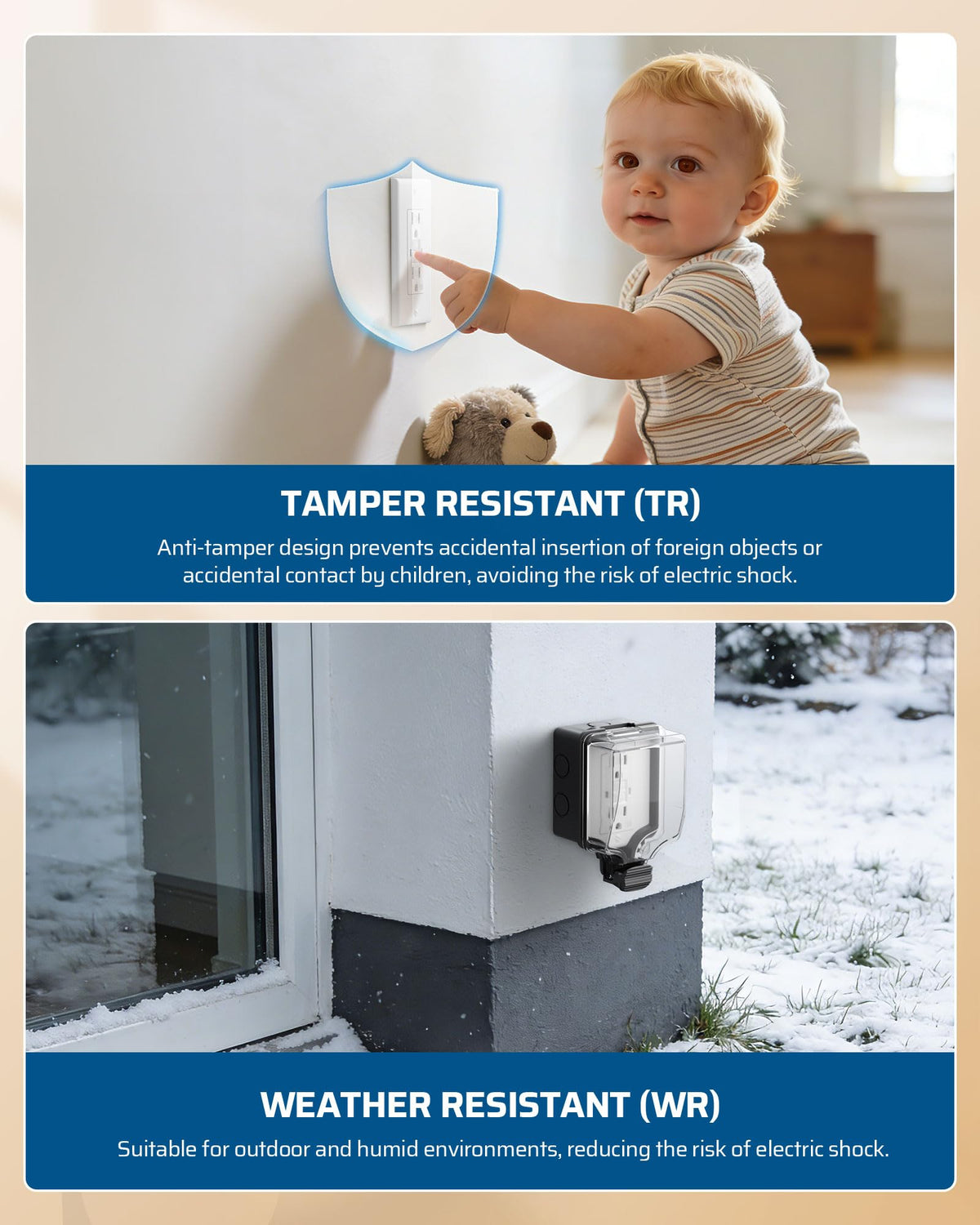 Dewenwils weather-resistant GFCI outlet for humid spaces.