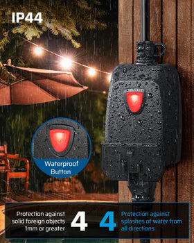Dewenwils weatherproof dimmer shell protects against rain, sun, and temperature changes.