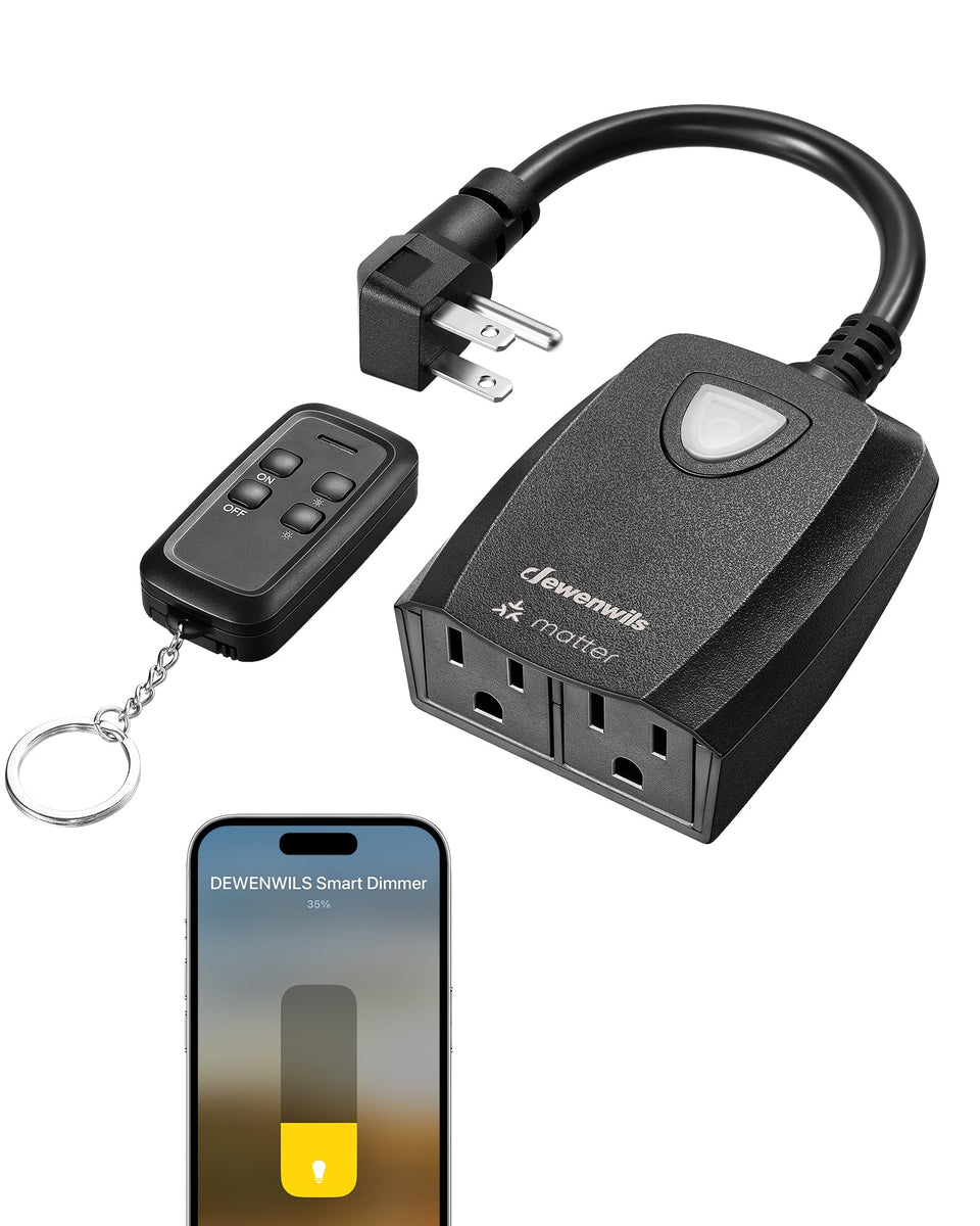 DEWENWILS Wi-Fi Matter dimmer outdoor setup for seamless control of string lights.