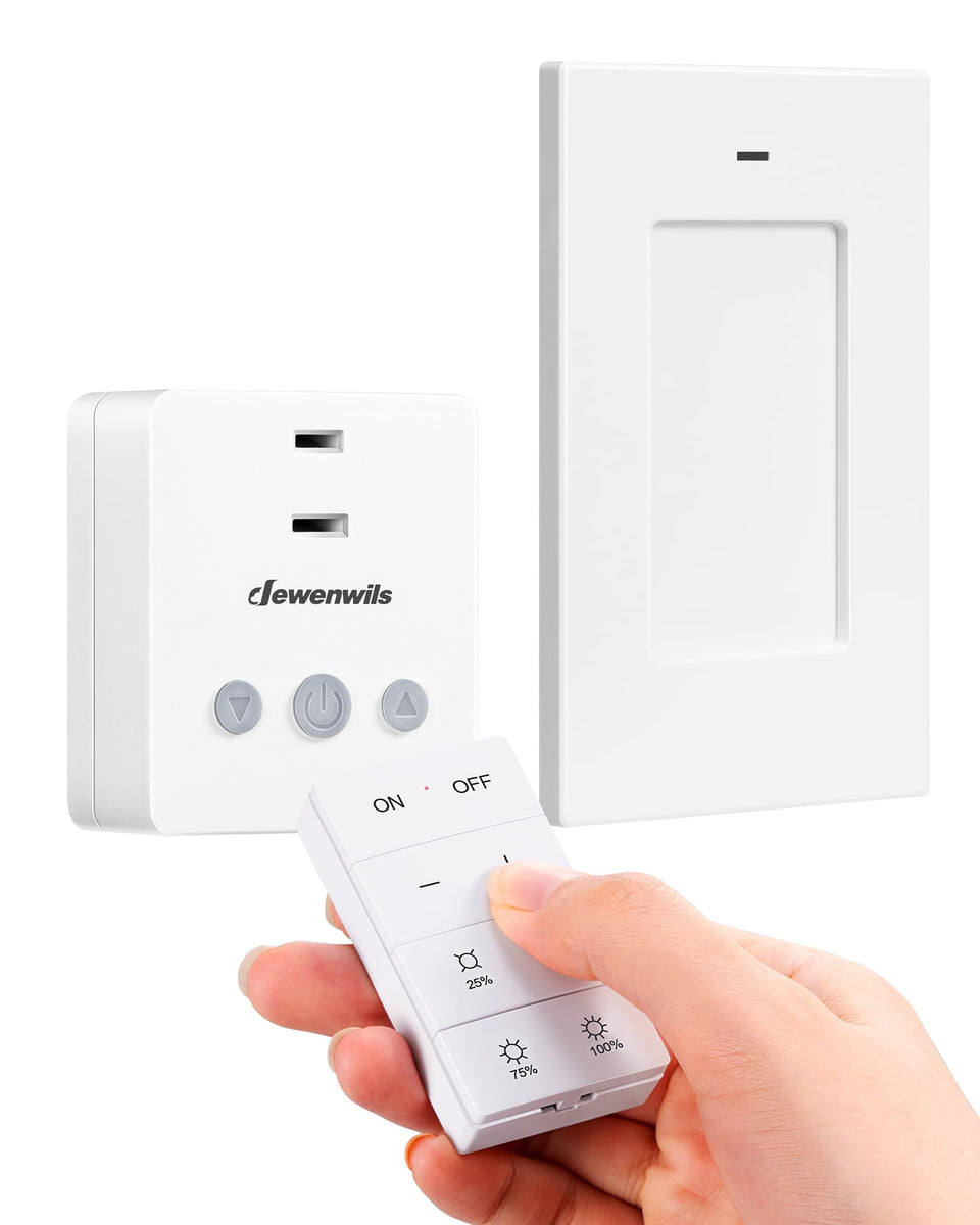 DEWENWILS wireless dimmer remote enables easy light adjustment from across the room.
