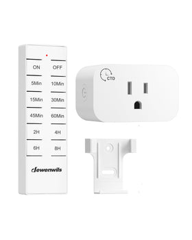 DEWENWILS wireless remote outlet timer front view for quick plug-and-play setup.