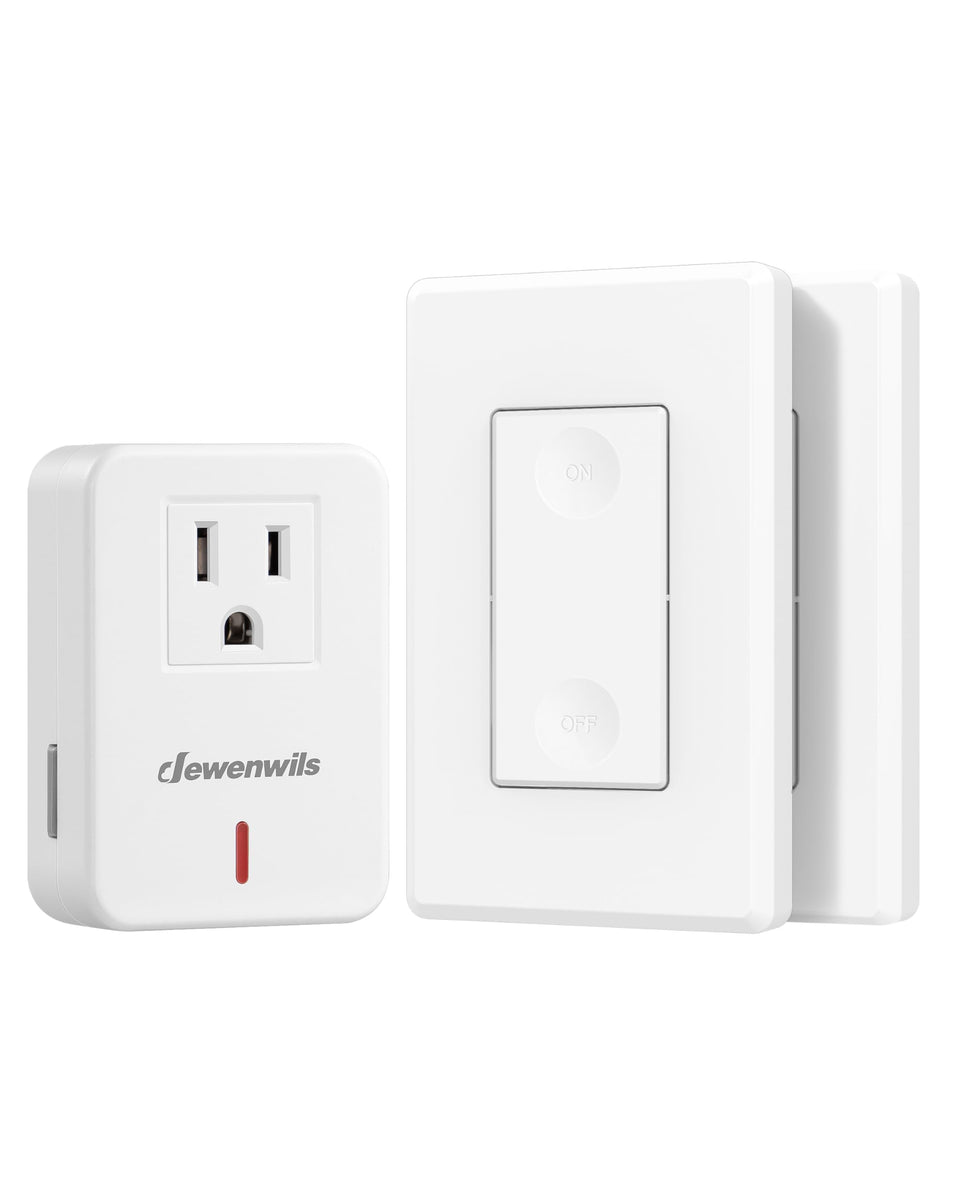 DEWENWILS wireless remote wall switch controls lamps from a distance.