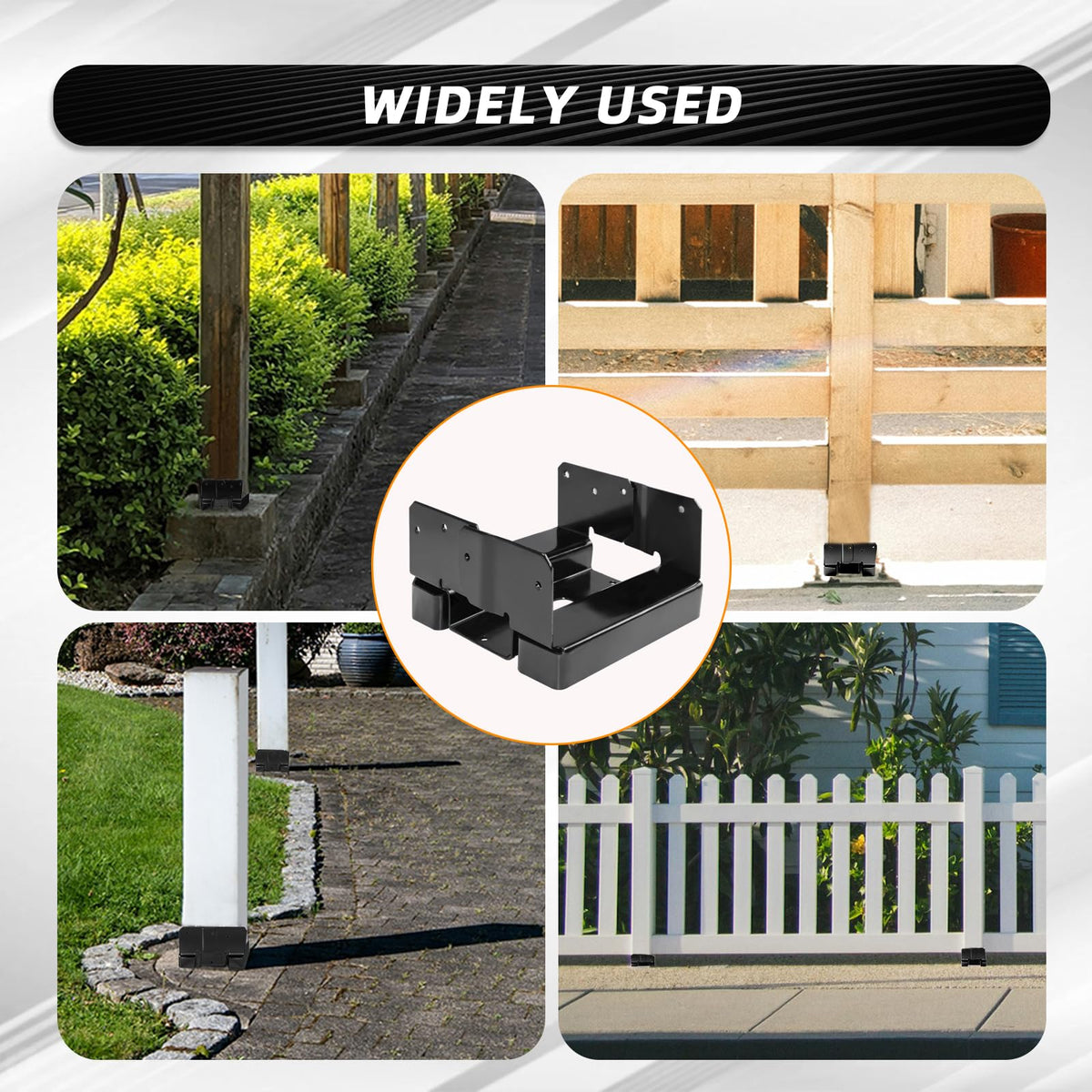 DEWHONETE six-pack post bases enabling multi-location outdoor projects.
