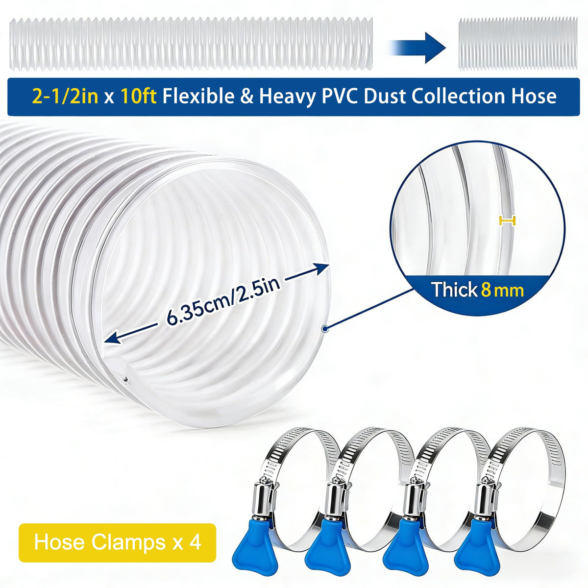 Dewhush puncture-resistant PVC hose withstands heavy woodworking debris