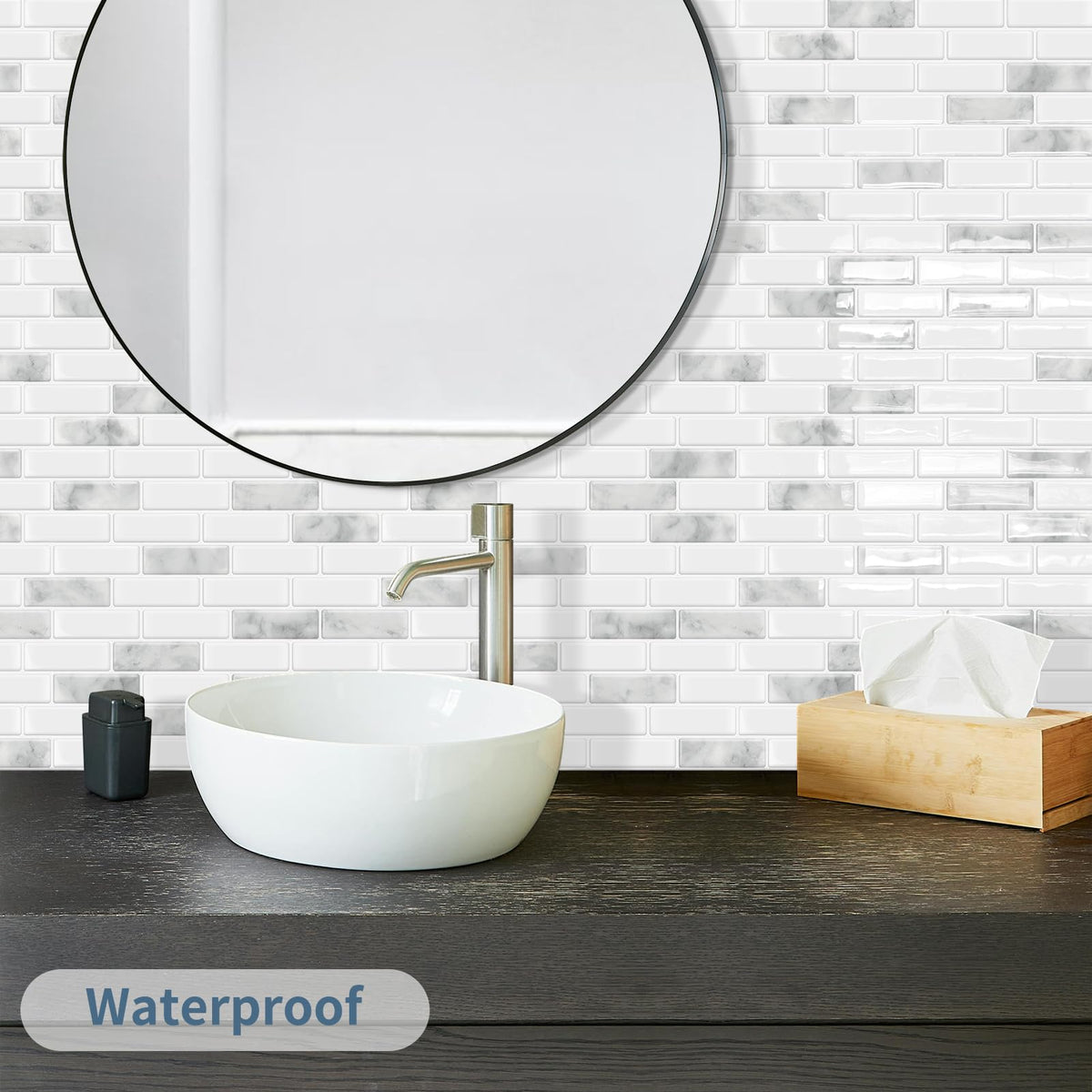 DEWOO kitchen backsplash on wall shows easy DIY install