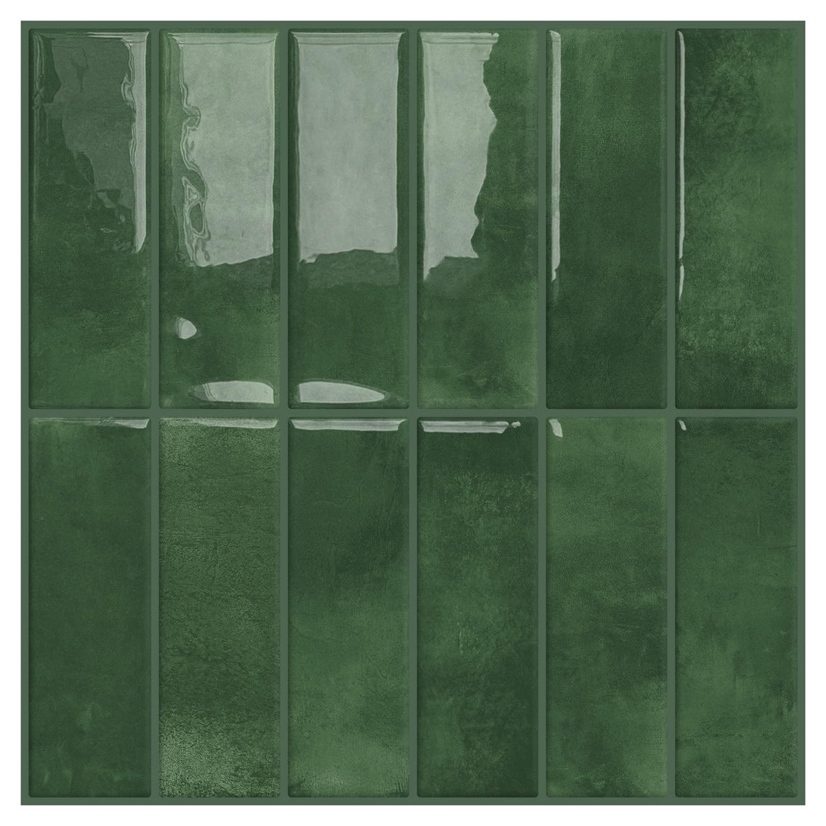 DEWOO peel-and-stick subway backsplash in green for a quick kitchen upgrade