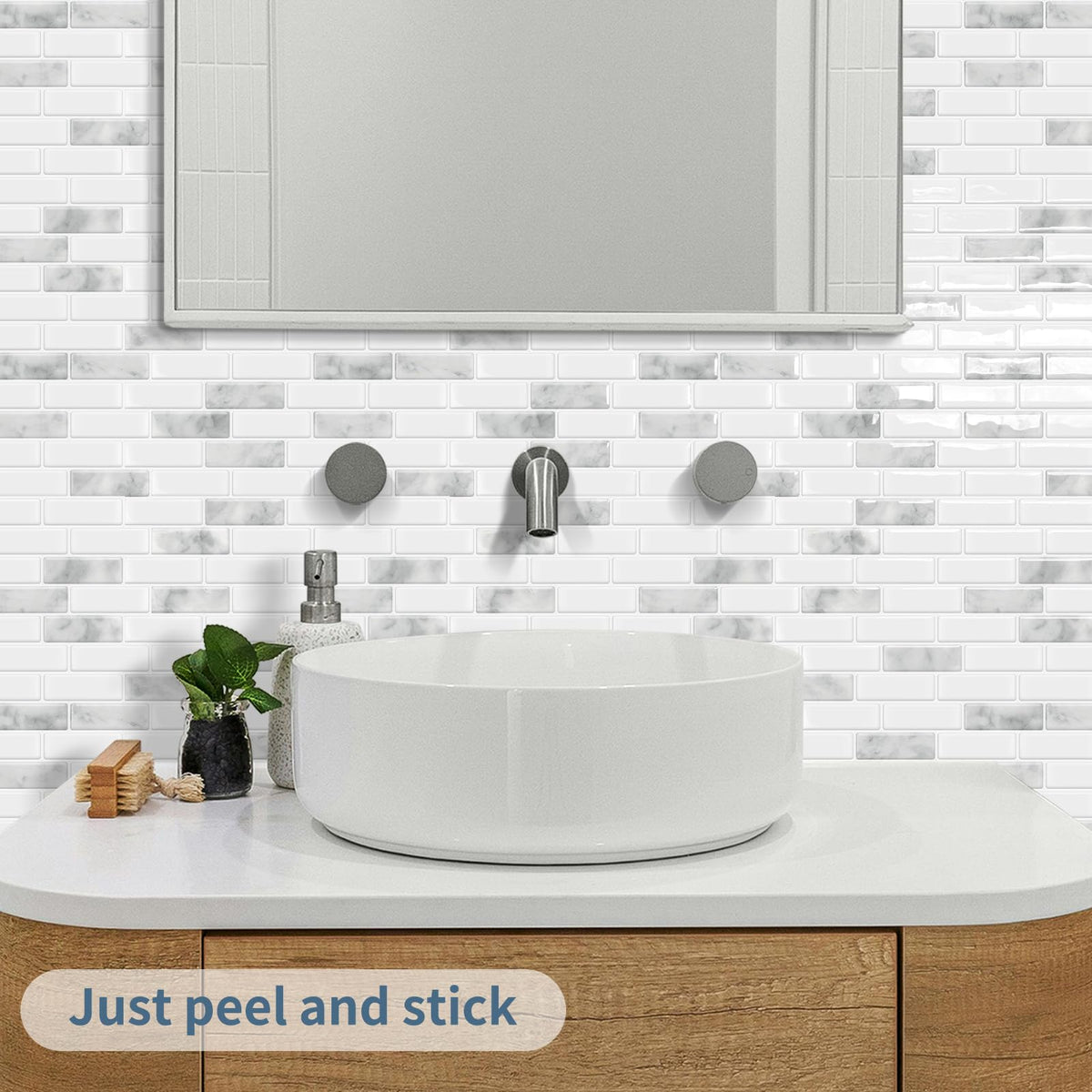 DEWOO waterproof self-adhesive tiles ideal for bathroom splash zones