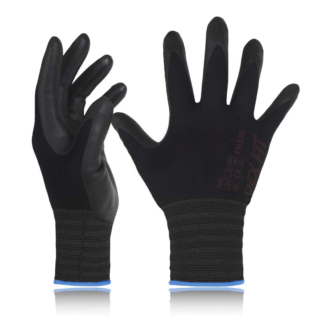 DEX FIT FN330 3D-Comfort gloves provide dexterous grip for detailed assembly and wiring tasks.